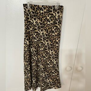 OAT New York Leopard Print Maxi Skirt NWOT